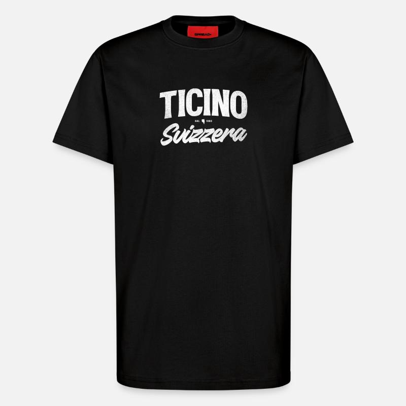 Ticino Switzerland Script Logo - T-Shirt - made by SPREAD - SOLID BLACK