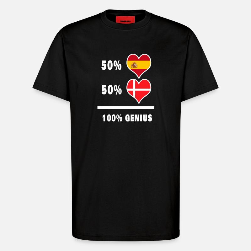 Denmark and Spain Genius / gift - T-Shirt - made by SPREAD - SOLID BLACK