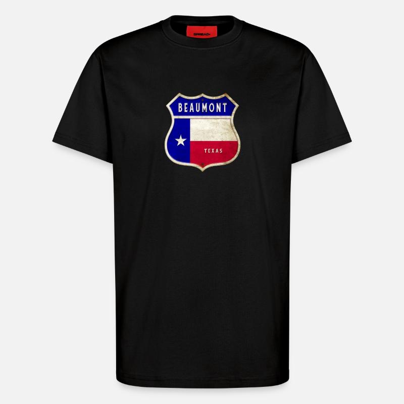 Beaumont Texas crest flags design - T-Shirt - made by SPREAD - SOLID BLACK