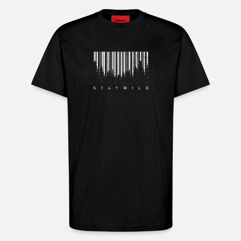 Silhouette de code-barres forestière - T-shirt bio décontracté fabriqué en UE - SOLID BLACK