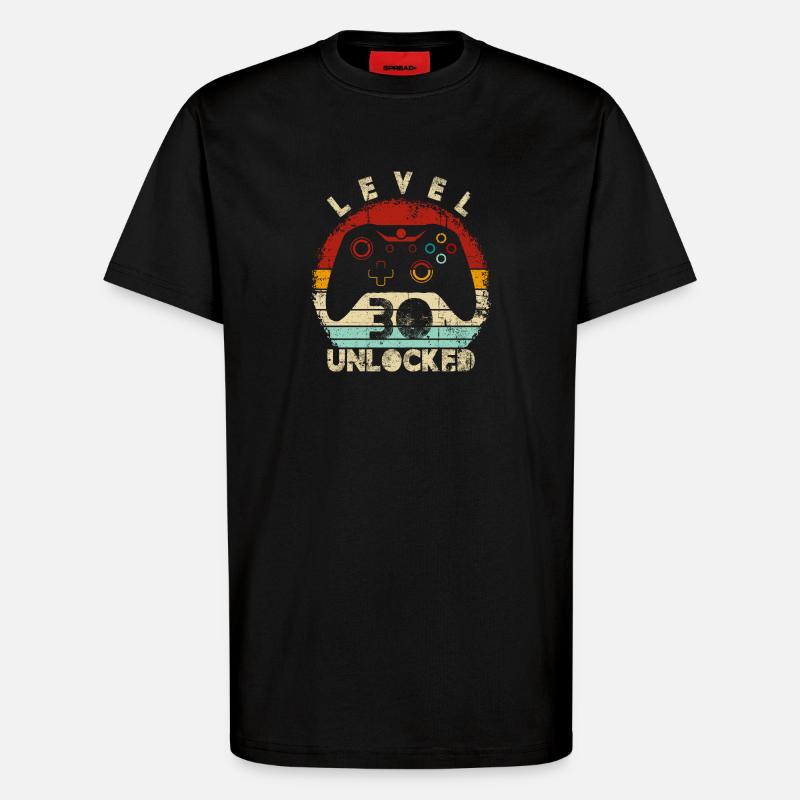 Levelfreigeschalteter Controller Retro - T-Shirt - made by SPREAD - SOLID BLACK