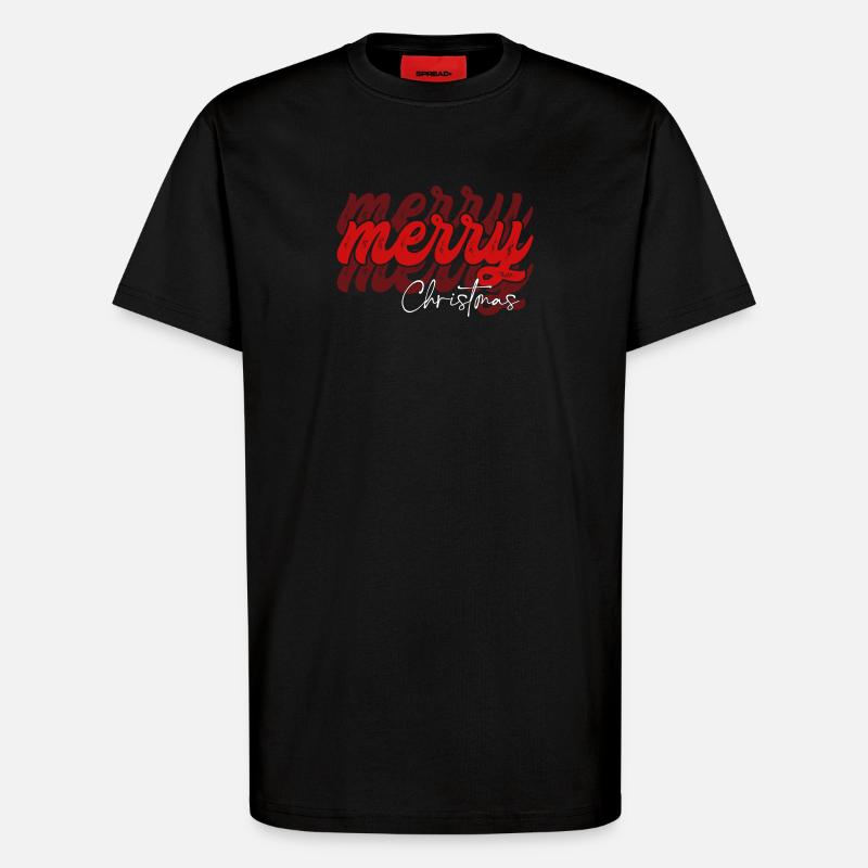 Overlapped Merry Christmas Script - T-Shirt - made by SPREAD - SOLID BLACK