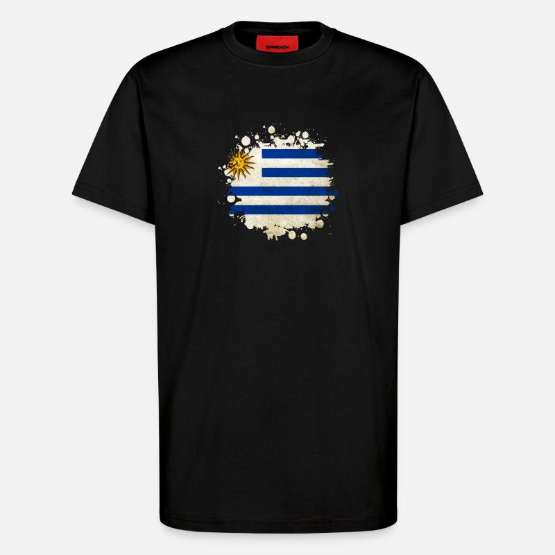 Uruguay Klecks Flaggen Design - T-Shirt - made by SPREAD - SOLID BLACK
