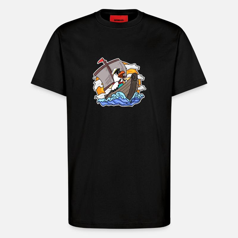 Möwe im Boot - T-Shirt - made by SPREAD - SOLID BLACK