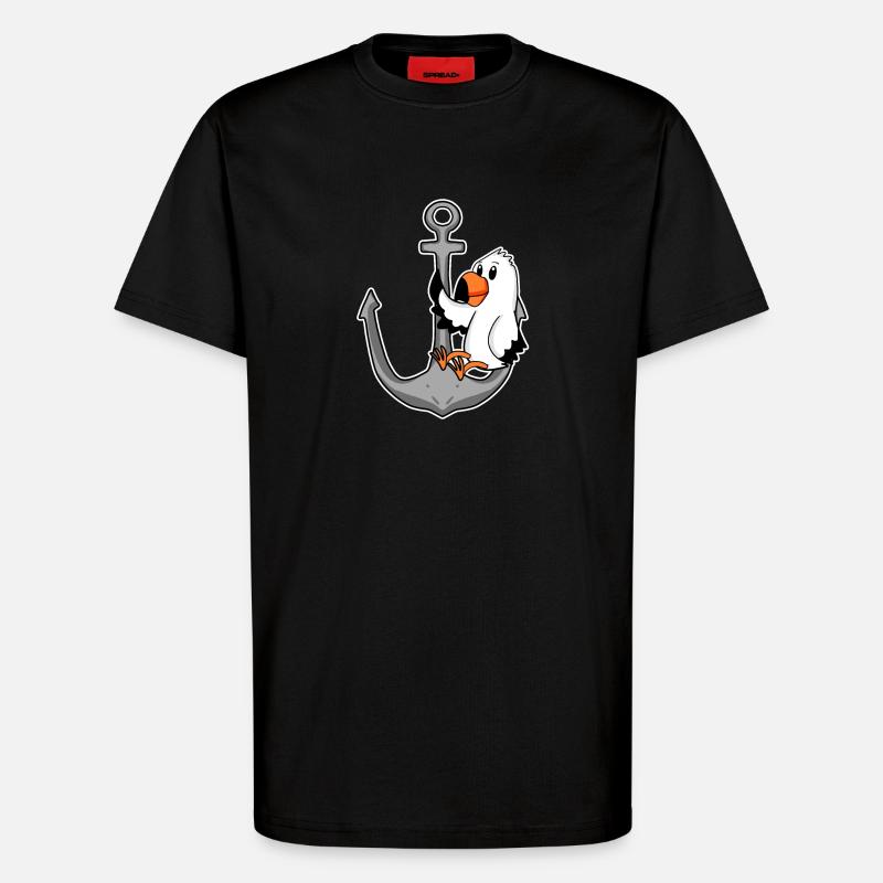 Anker und Möwe - T-Shirt - made by SPREAD - SOLID BLACK