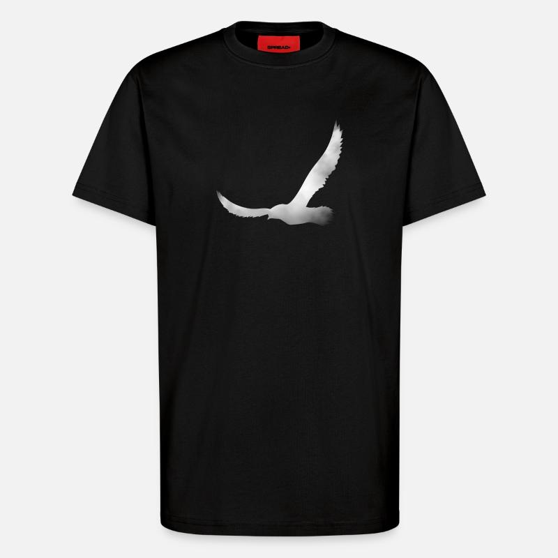 Bird silhouette from cloud - T-Shirt - made by SPREAD - SOLID BLACK