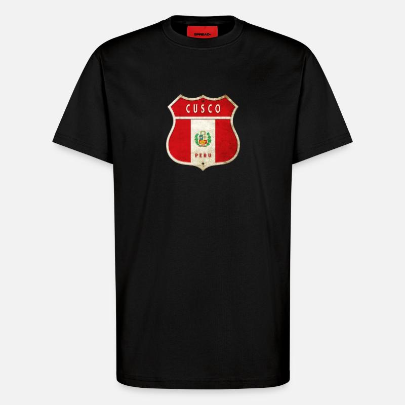 Cusco Peru Wappen Flaggen Design - T-Shirt - made by SPREAD - SOLID BLACK