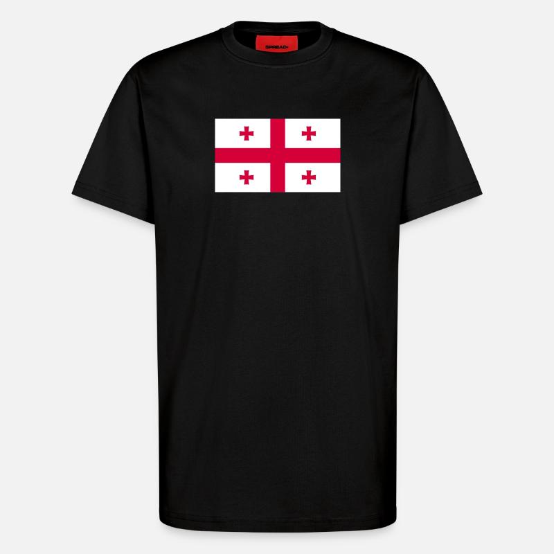 Drapeau de la Géorgie - T-shirt bio décontracté fabriqué en UE - SOLID BLACK