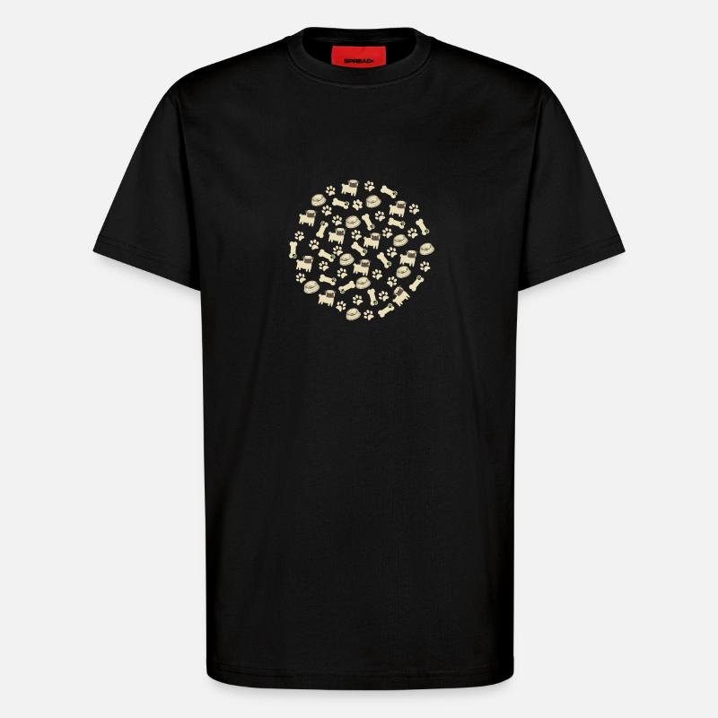 Pug Pattern - Pug Lovers Apparel - T-Shirt - made by SPREAD - SOLID BLACK