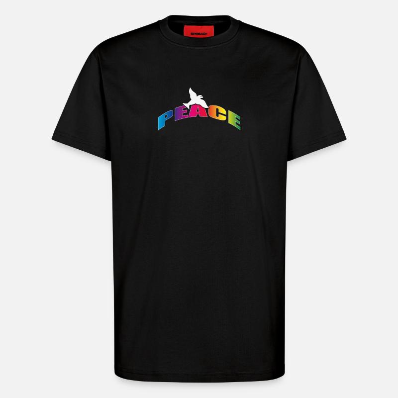 Peace mit Taube Regenbogenfarben - T-Shirt - made by SPREAD - SOLID BLACK