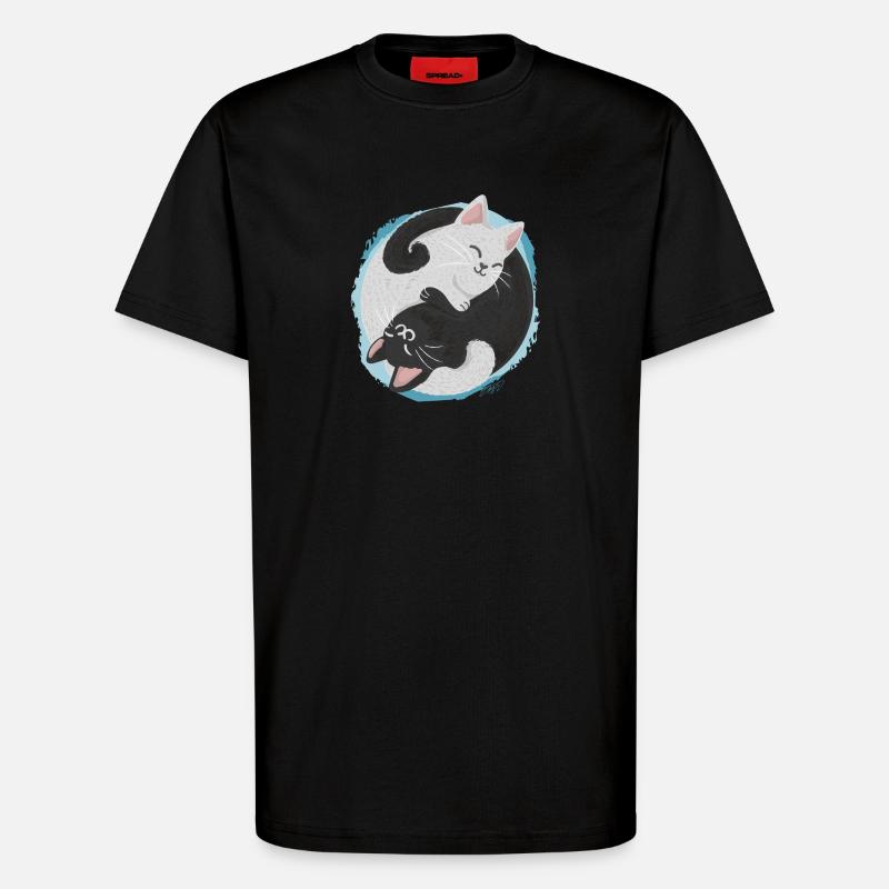 Jing Jang Katzen - T-Shirt - made by SPREAD - SOLID BLACK