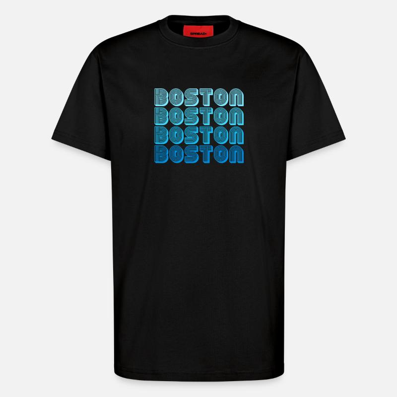 Boston Repeat Pattern Blue Gradient - T-Shirt - made by SPREAD - SOLID BLACK