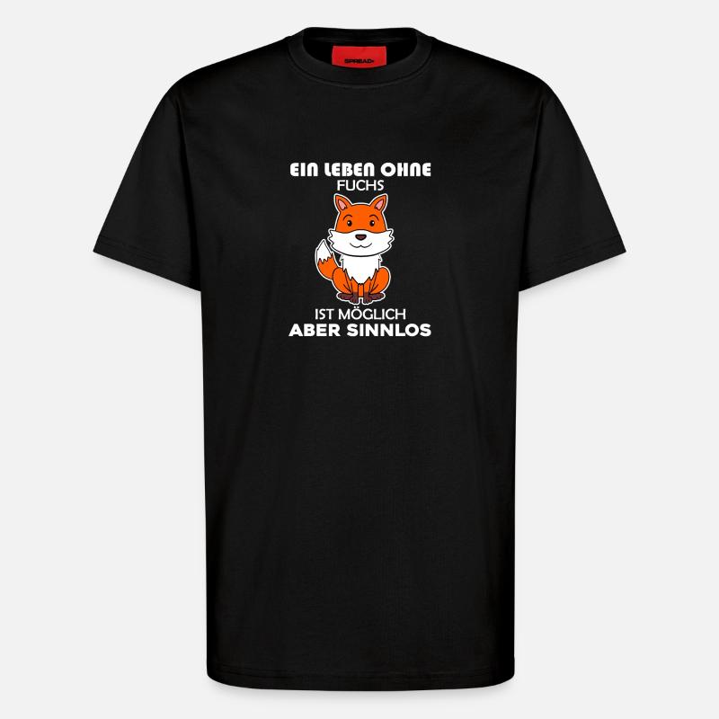 Fuchs Tier Wald Wildtier - T-Shirt - made by SPREAD - SOLID BLACK