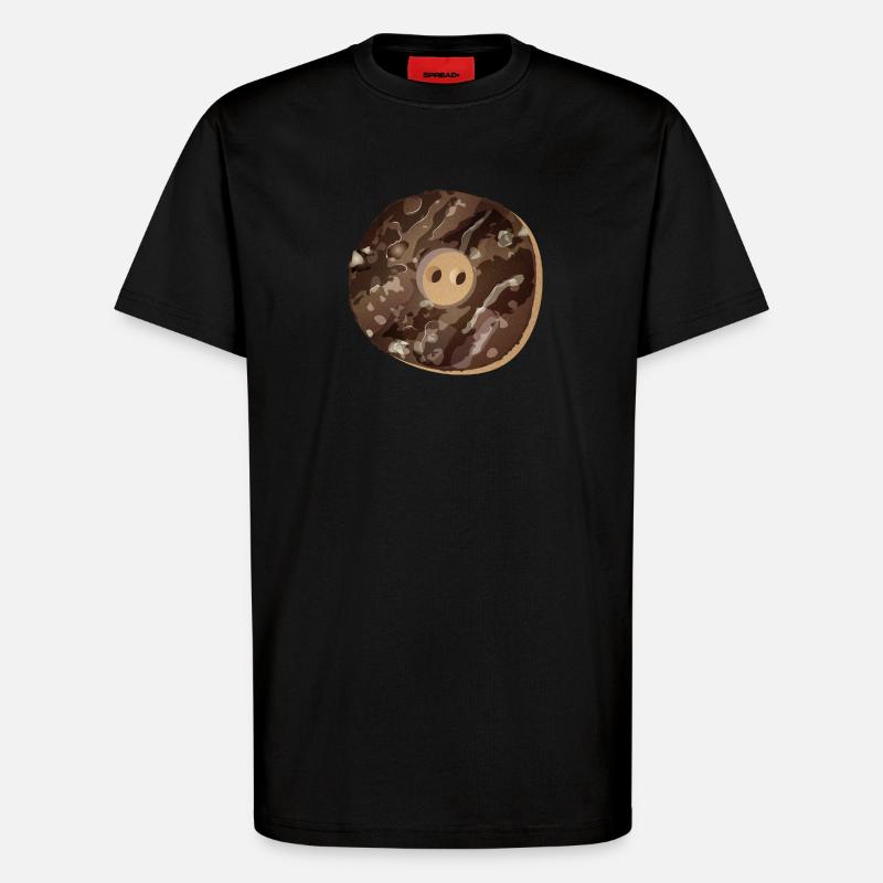 rustikaler Knopf in Hirschhorn Optik - T-Shirt - made by SPREAD - SOLID BLACK
