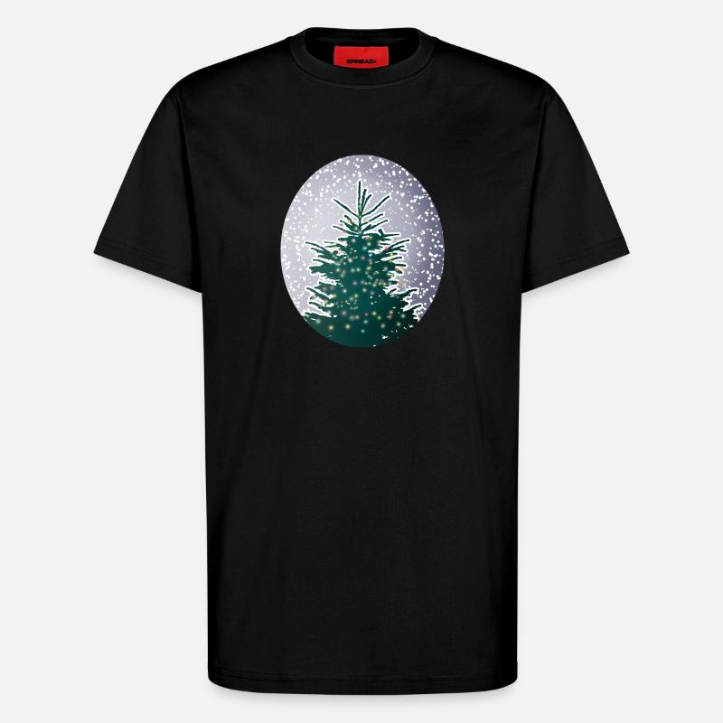 beleuchteter Weihnachtsbaum im Schnee - T-Shirt - made by SPREAD - SOLID BLACK