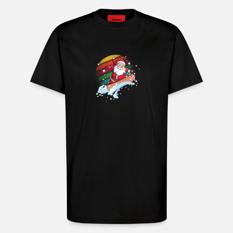 Santa Surfer Regenbogen - T-Shirt - made by SPREAD - SOLID BLACK