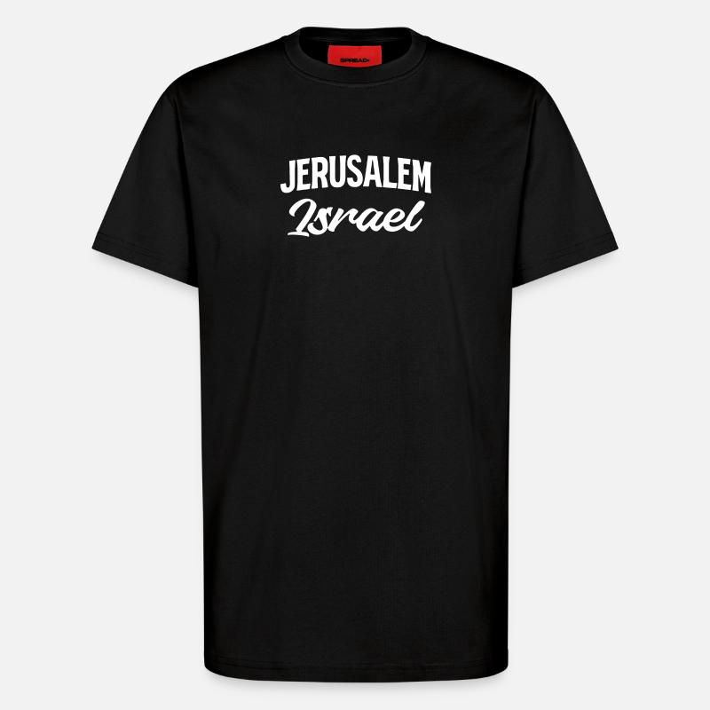 Jerusalem Israel Script Style - T-Shirt - made by SPREAD - SOLID BLACK