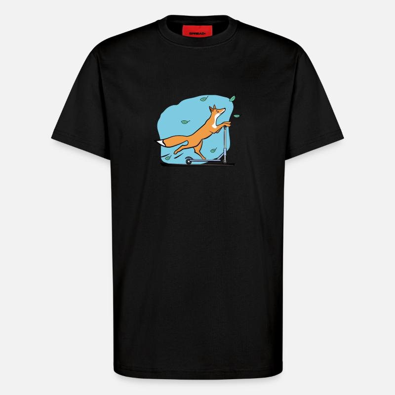 Fuchs mit Roller - T-Shirt - made by SPREAD - SOLID BLACK