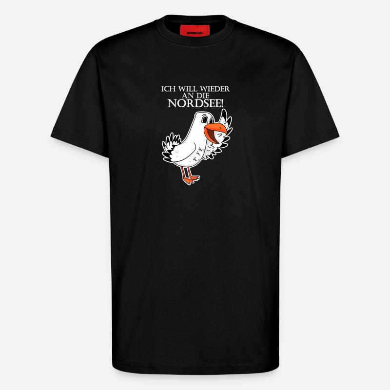 Nordsee Plattdeutsch Spruch Moin Möwe - T-Shirt - made by SPREAD - SOLID BLACK