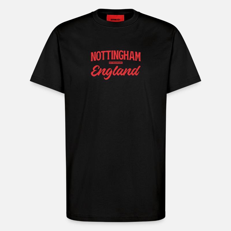 Nottingham England Script - T-Shirt - made by SPREAD - SOLID BLACK