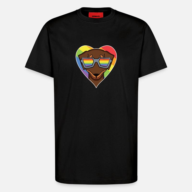 Regenbogen - Hund mit Brille - Dackel - T-Shirt - made by SPREAD - SOLID BLACK