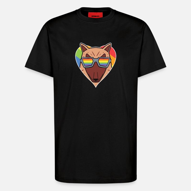 Regenbogen - Hund mit Brille - T-Shirt - made by SPREAD - SOLID BLACK