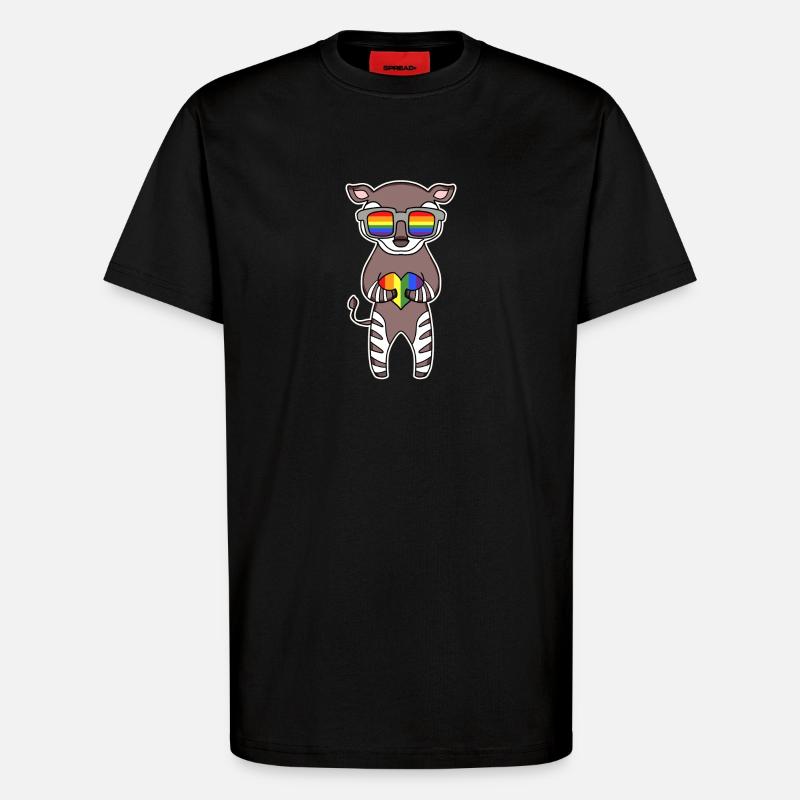 Rainbow - Okapi with glasses - T-Shirt - made by SPREAD - SOLID BLACK