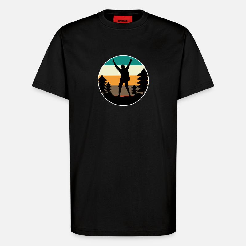 Berggipfel Wanderer Wanderung Bergsteigen Klettern - T-Shirt - made by SPREAD - SOLID BLACK