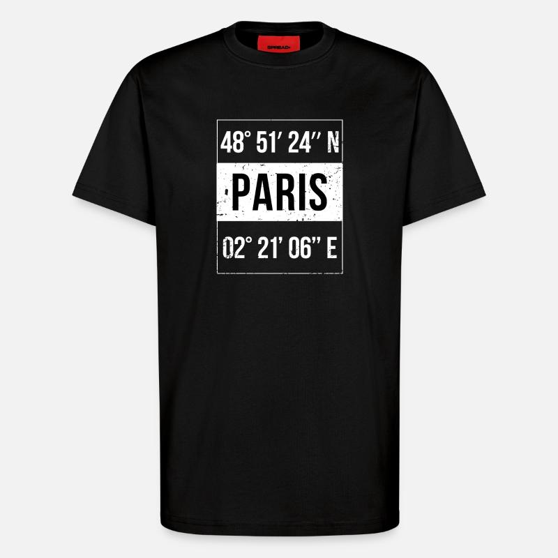Paris Coordinates - T-Shirt - made by SPREAD - SOLID BLACK