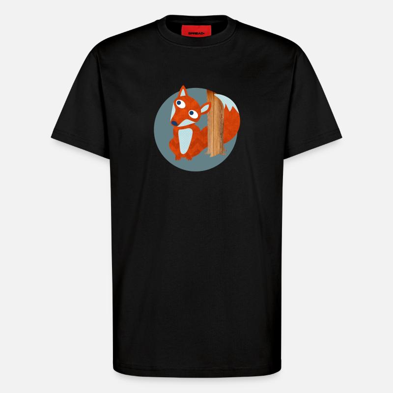 Fuchs Struktur Wald Kinderzimmer Muster Comic  - T-Shirt - made by SPREAD - SOLID BLACK
