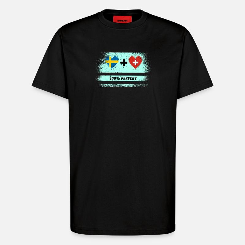 Suisse & Suède 100% Parfait / Cadeau - T-shirt bio décontracté fabriqué en UE - SOLID BLACK