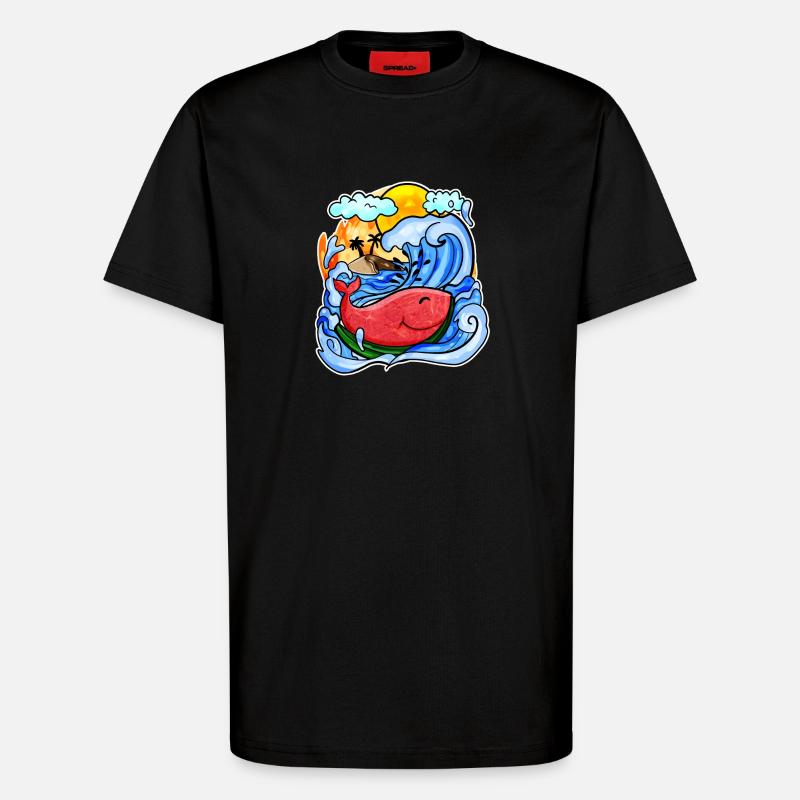 Baleine pastèque - T-shirt bio décontracté fabriqué en UE - SOLID BLACK