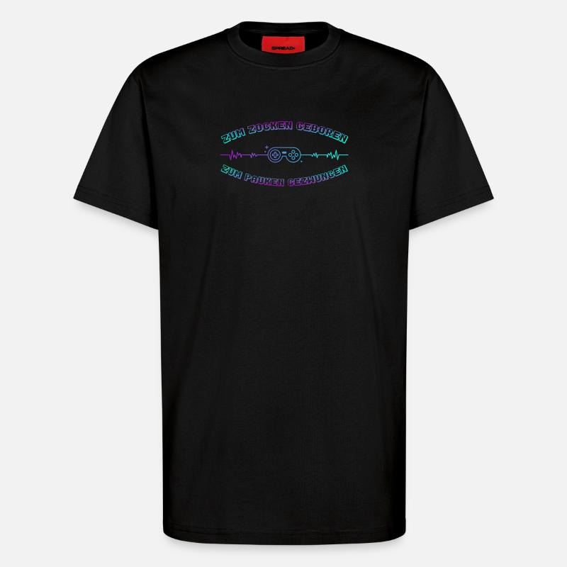 Zocken Geboren Neon Controller - T-Shirt - made by SPREAD - SOLID BLACK