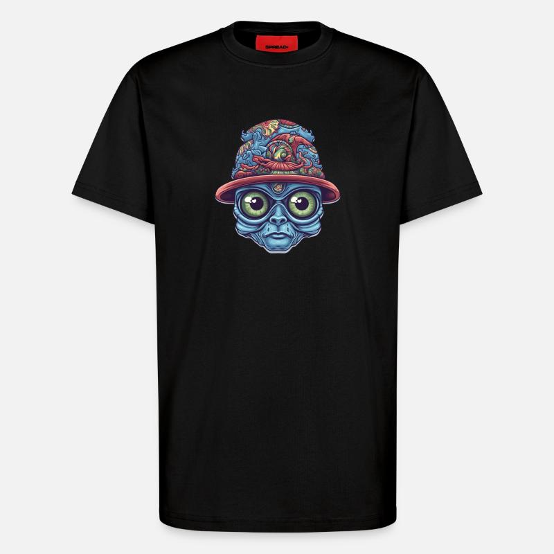 Psychedelischer Alien - T-Shirt - made by SPREAD - SOLID BLACK
