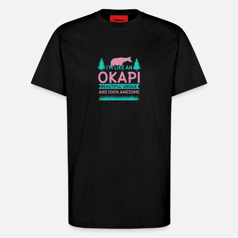 Okapi Wildgiraffen Design - T-Shirt - made by SPREAD - SOLID BLACK