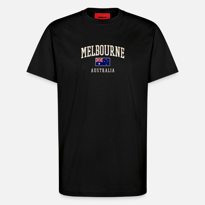Melbourne Australien Design mit Flagge - T-Shirt - made by SPREAD - SOLID BLACK