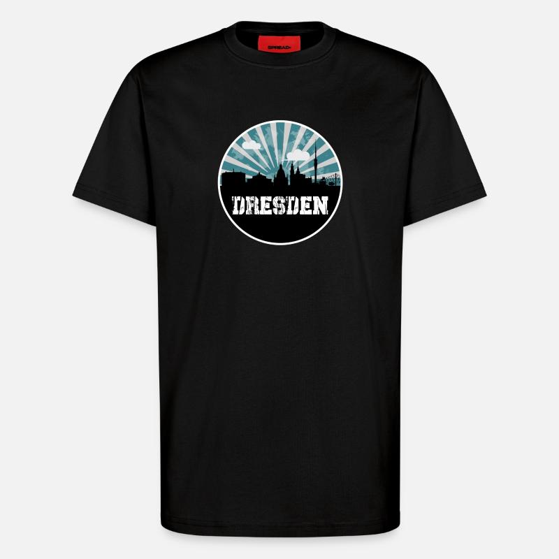 Dresden Blue Hour Skyline - T-Shirt - made by SPREAD - SOLID BLACK