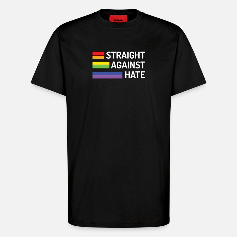 Pride Month - Straight Against Hate - T-Shirt - made by SPREAD - SOLID BLACK