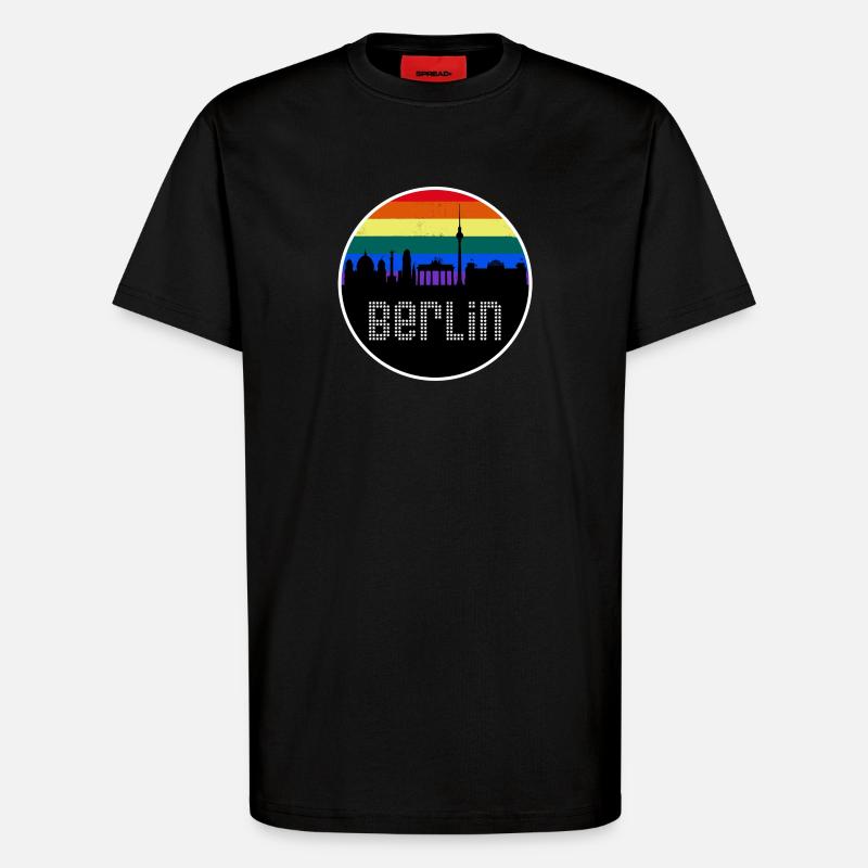 Berlin Skyline Arc-en-ciel - T-shirt bio décontracté fabriqué en UE - SOLID BLACK