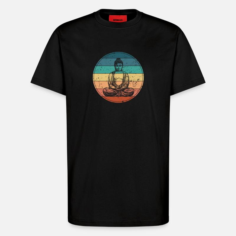 Buddha in der Regenbogen-Meditation - T-Shirt - made by SPREAD - SOLID BLACK