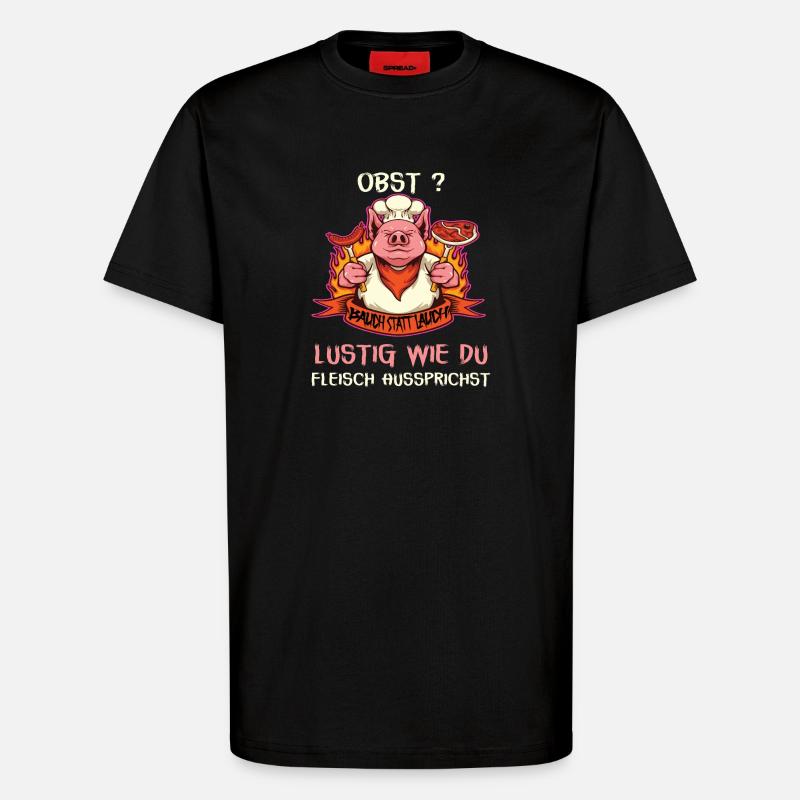 Witziges Schwein mit Fleischspruch - T-Shirt - made by SPREAD - SOLID BLACK