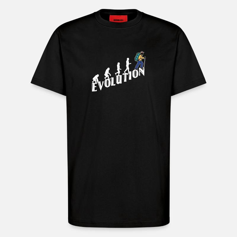 Evolution Wanderer Wandern Wanderung Bergwanderung - T-Shirt - made by SPREAD - SOLID BLACK