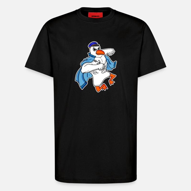 Mouette capitaine Faust - T-shirt bio décontracté fabriqué en UE - SOLID BLACK