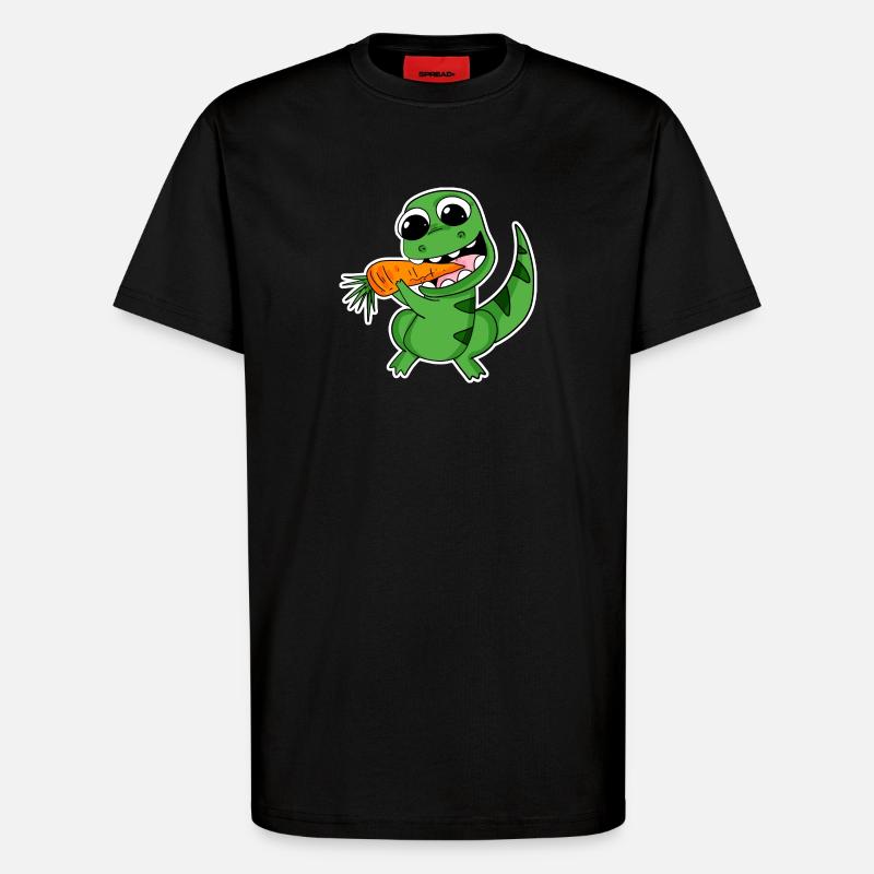 Dino eats carrot - T-Shirt - made by SPREAD - SOLID BLACK