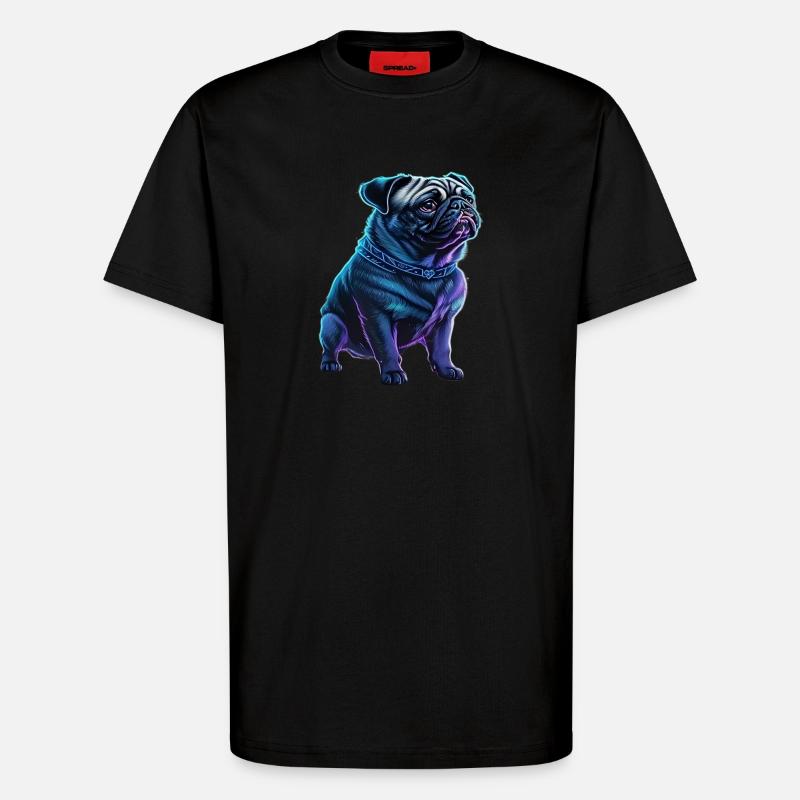 Futuristischer Neon-Mops - T-Shirt - made by SPREAD - SOLID BLACK