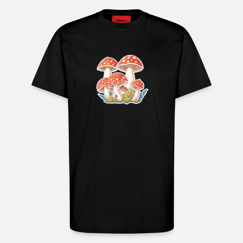 Toadstools, mushrooms - T-Shirt - made by SPREAD - SOLID BLACK