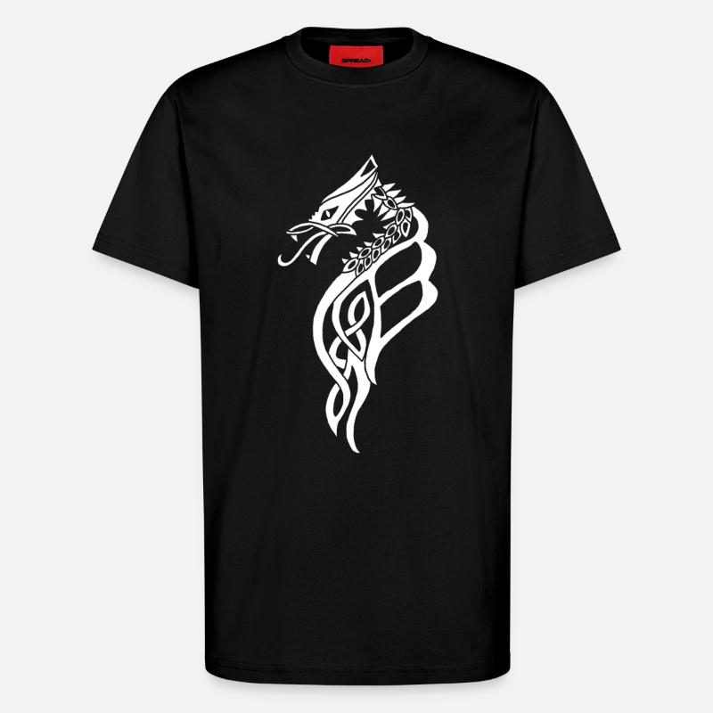 Great White Celtic Dragon - T-Shirt - made by SPREAD - SOLID BLACK