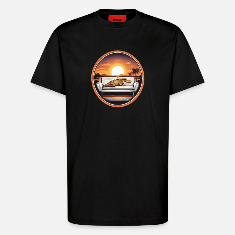Alligator auf Sofa - T-Shirt - made by SPREAD - SOLID BLACK