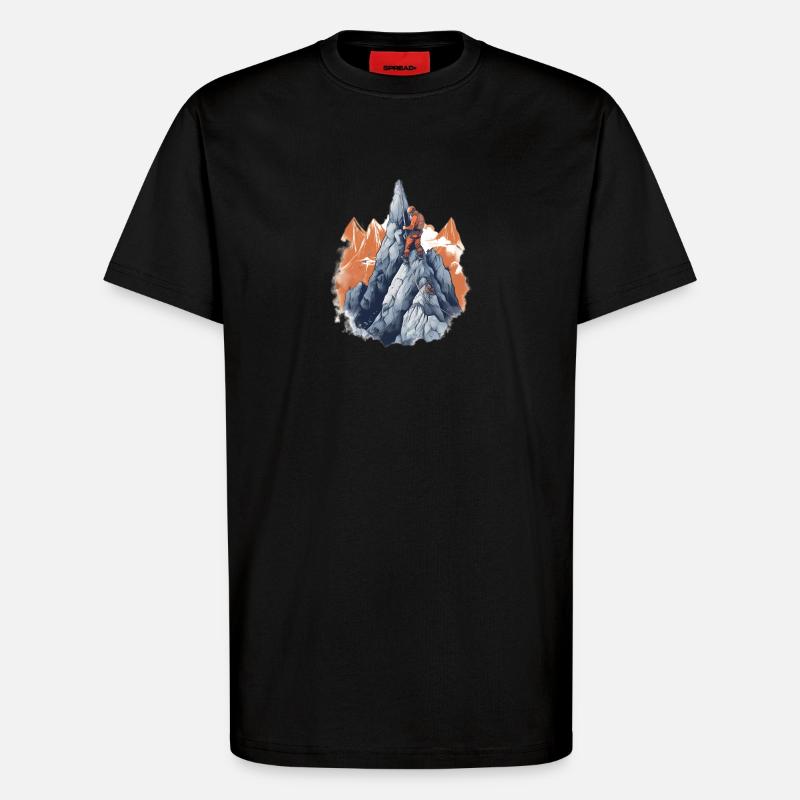 Bergsteiger beim Gipfelaufstieg - T-Shirt - made by SPREAD - SOLID BLACK