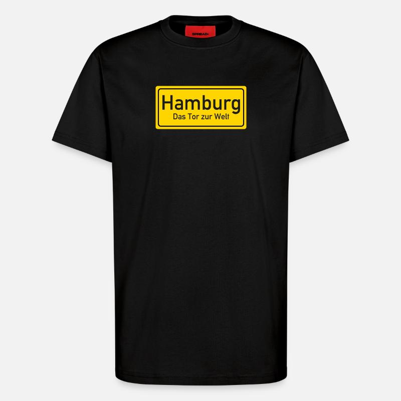 Hamburger Ortsschild Deutschland - T-Shirt - made by SPREAD - SOLID BLACK